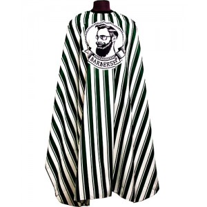 Пеньюар парикмахерский полосатый зеленый   BARBER арт.J-28