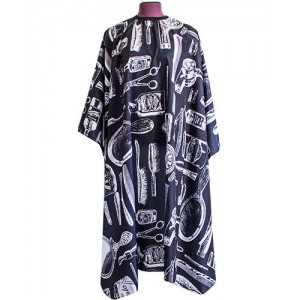 Пеньюар парикмахерский(парикмахерские инструменты на темном фоне "ECHO") арт.J-31-B